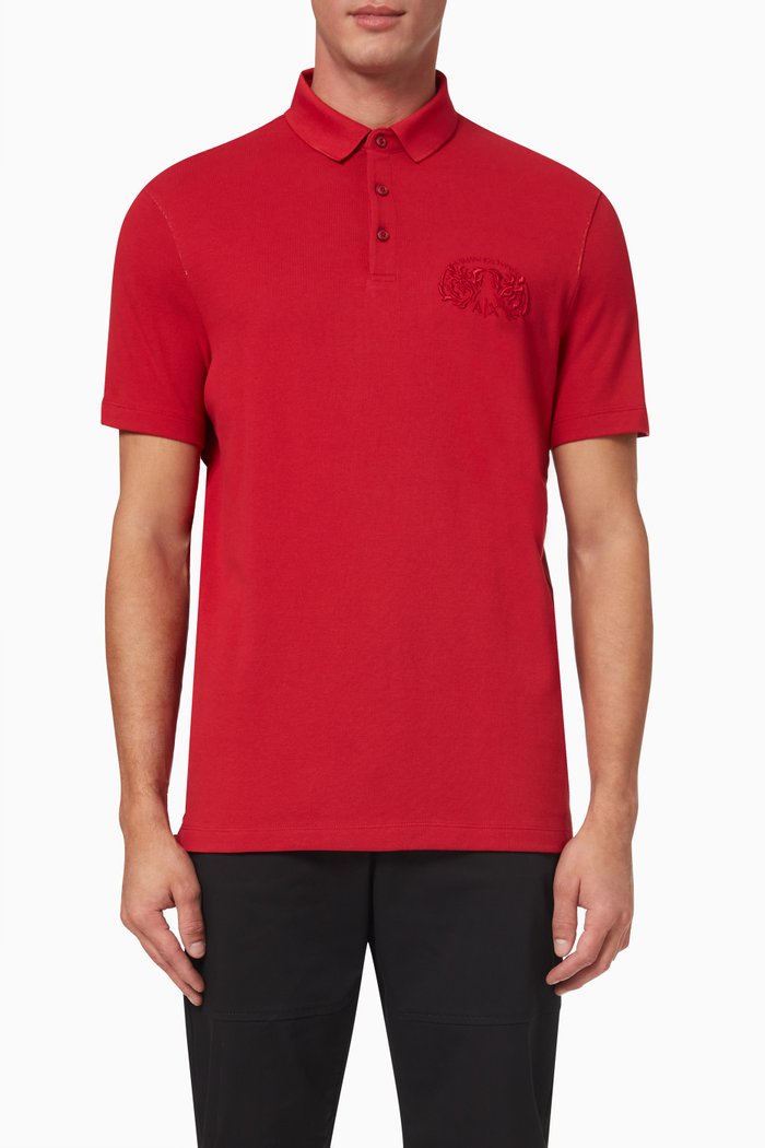 

Short Sleeve Polo Shirt in Cotton Piqué, Red