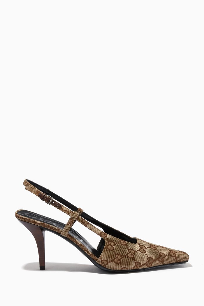 

Monogram 75 Slingback Pumps in GG Canvas, Neutral