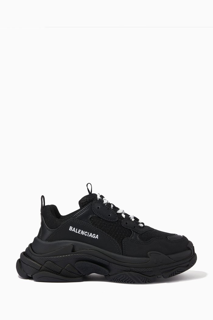 

Triple S Sneakers in Leather & Mesh, Black