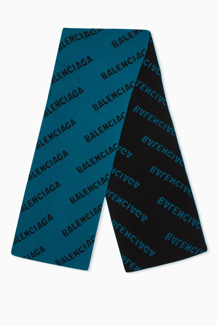 

Scarf in Logo Jacquard Wool, Blue