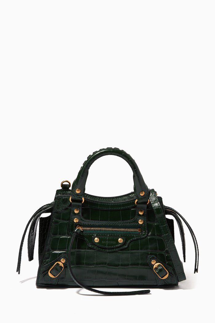 

Neo Classic City Mini Tote in Shiny Crocodile Embossed Calfskin, Green