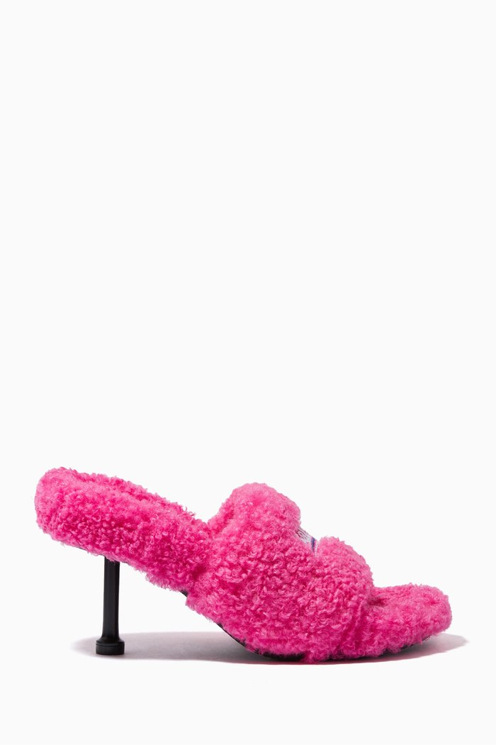 

Furry 80 Sandals in Faux Shearling, Pink