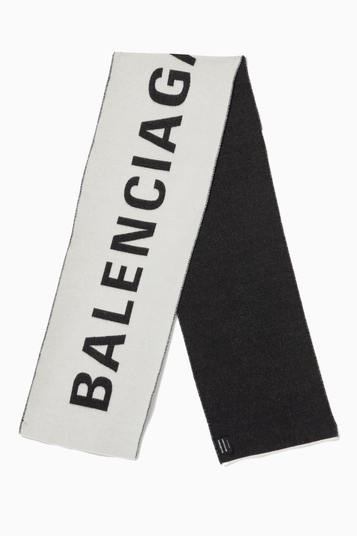 

Scarf in Logo Jacquard Wool, White