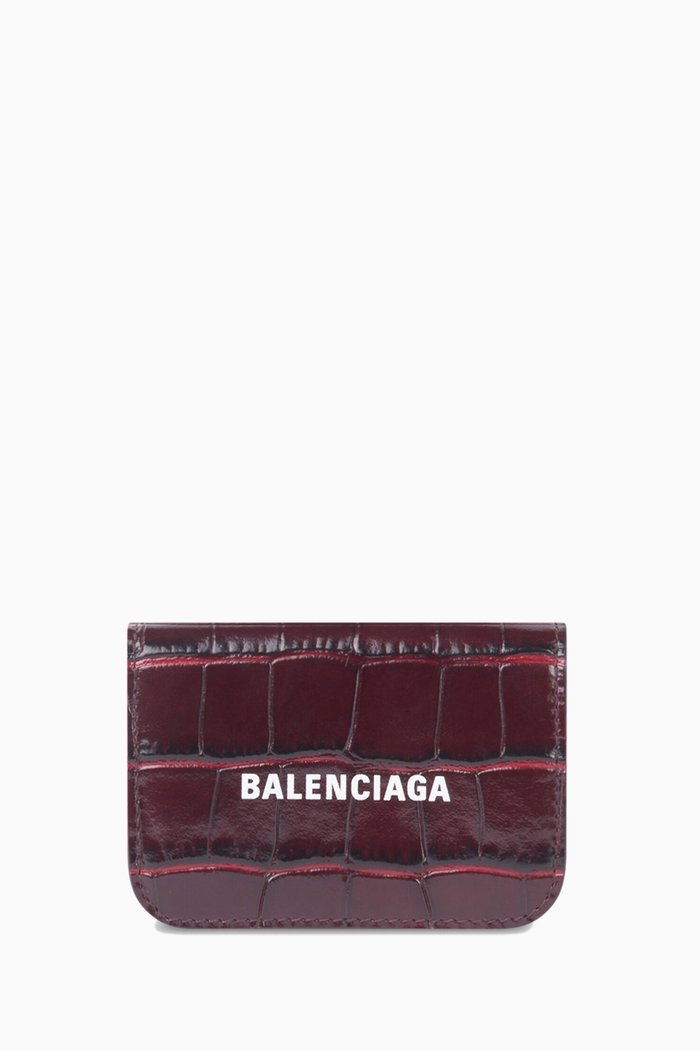 

Cash Mini Wallet in Shiny Croc-embossed Calfskin, Red