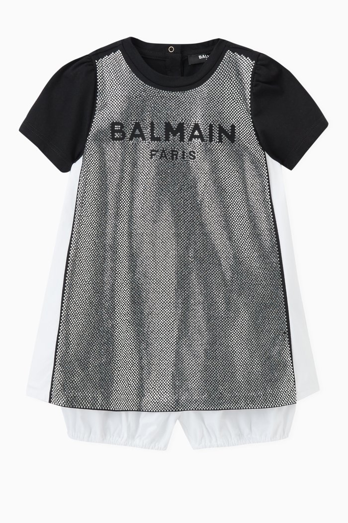 

Diamante Logo Print Dress in Cotton, Black