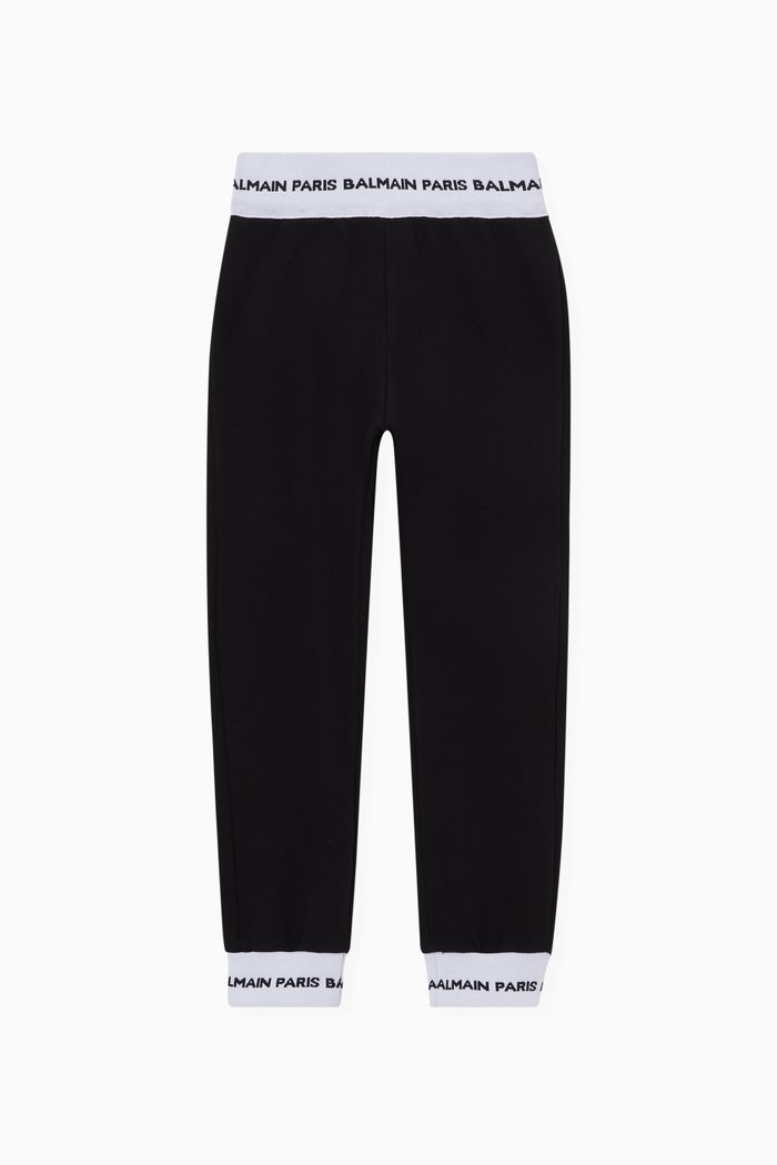 

Logo Stripe Sweatpants in Cotton Fleece, Black