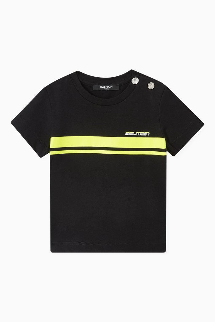 

Logo Stripe T-shirt in Cotton Jersey, Black