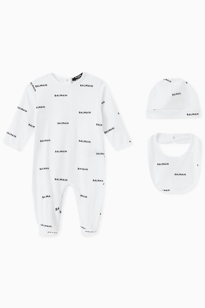 

Label Print Pyjama Gift Set in Cotton, White