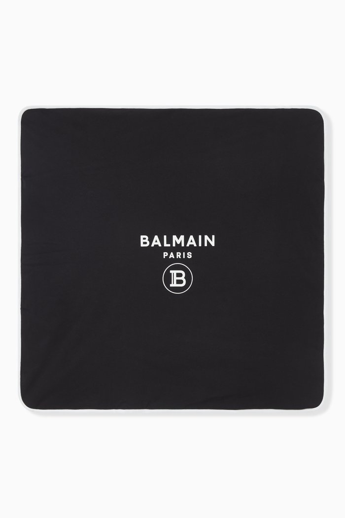 

Logo Print Blanket in Cotton, Black