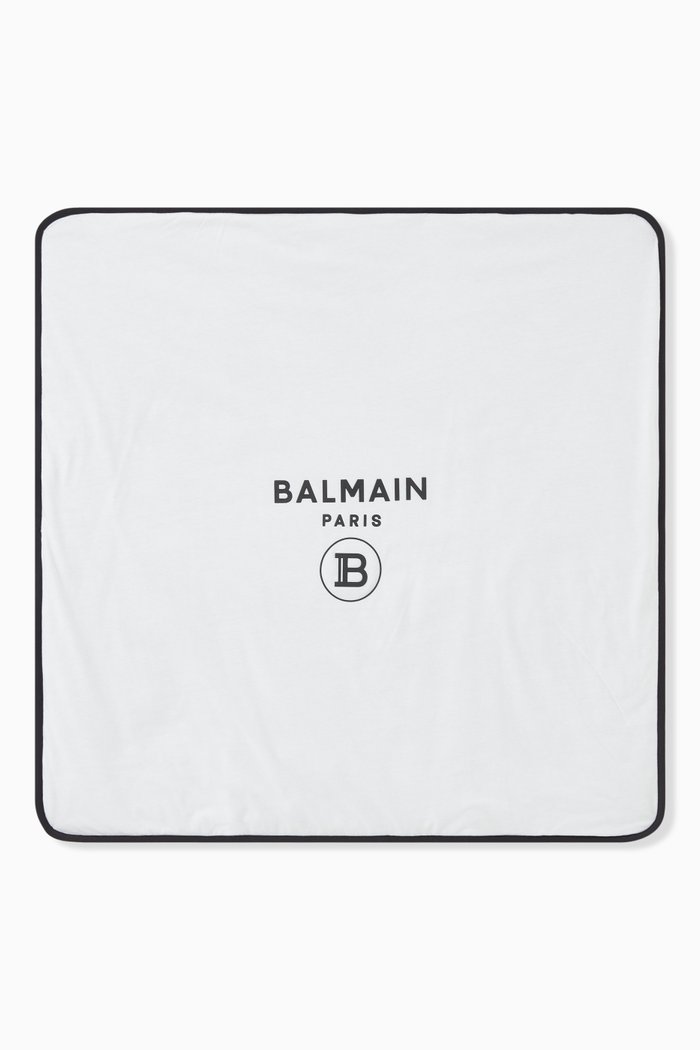 

Logo Print Blanket in Cotton, White