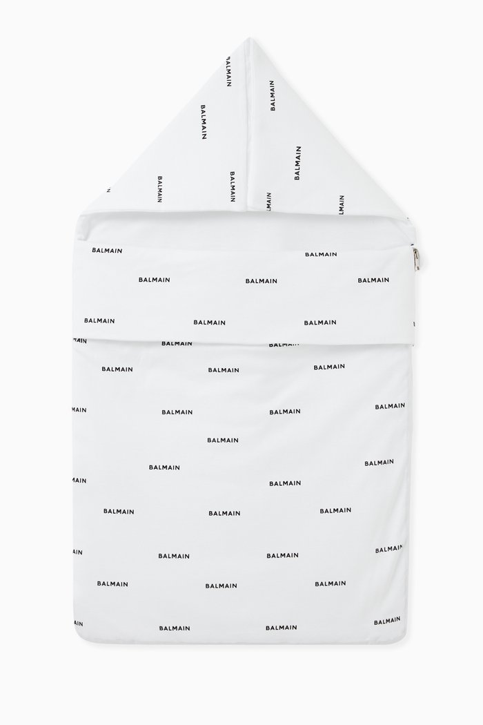 

Label Print Sleeping Bag in Cotton, White