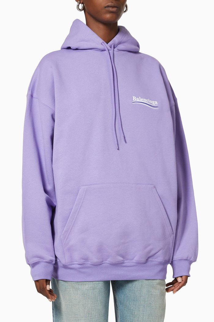 Political Campaign Hoodie in Curly Cotton Fleece, Purple