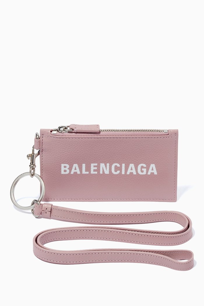 

Cash Card Case on Keyring in Small Grained Calfskin, Pink