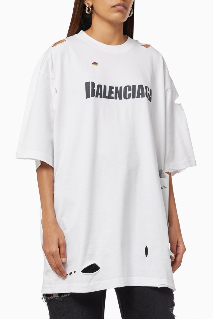 

Caps Destroyed Flatground Large Fit T-shirt in Vintage Jersey, White