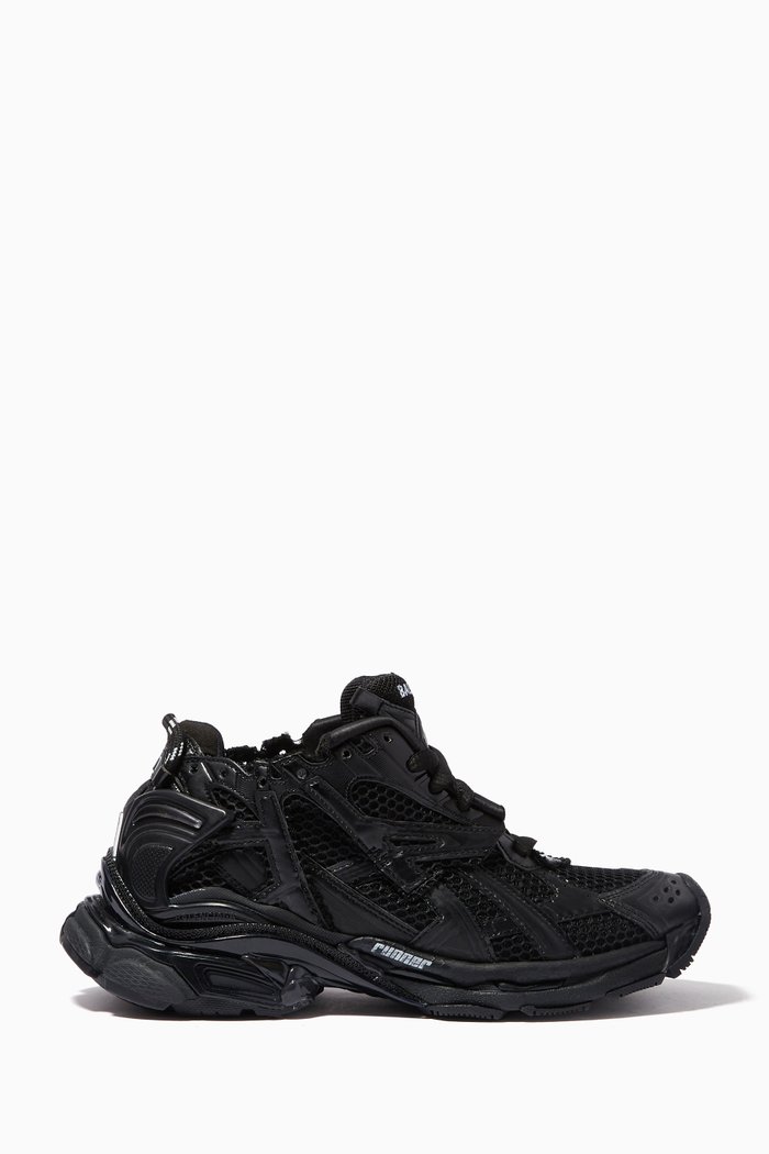 

Runner Sneakers in Mesh & Nylon, Black
