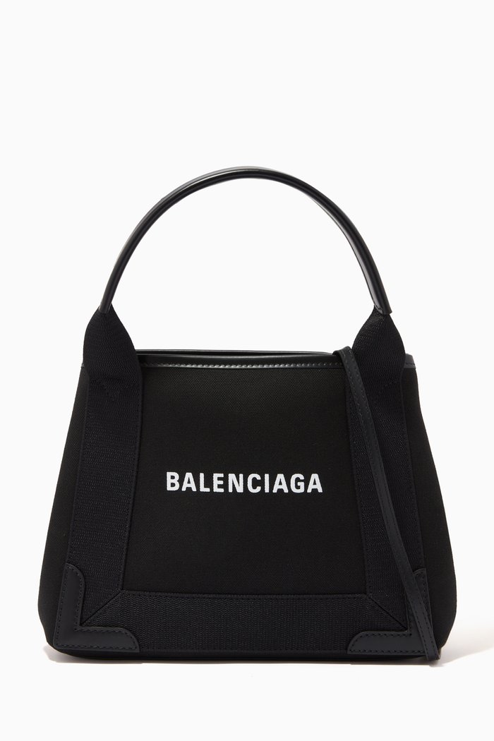 

Navy Cabas XS Bag in Organic Cotton Canvas, Black