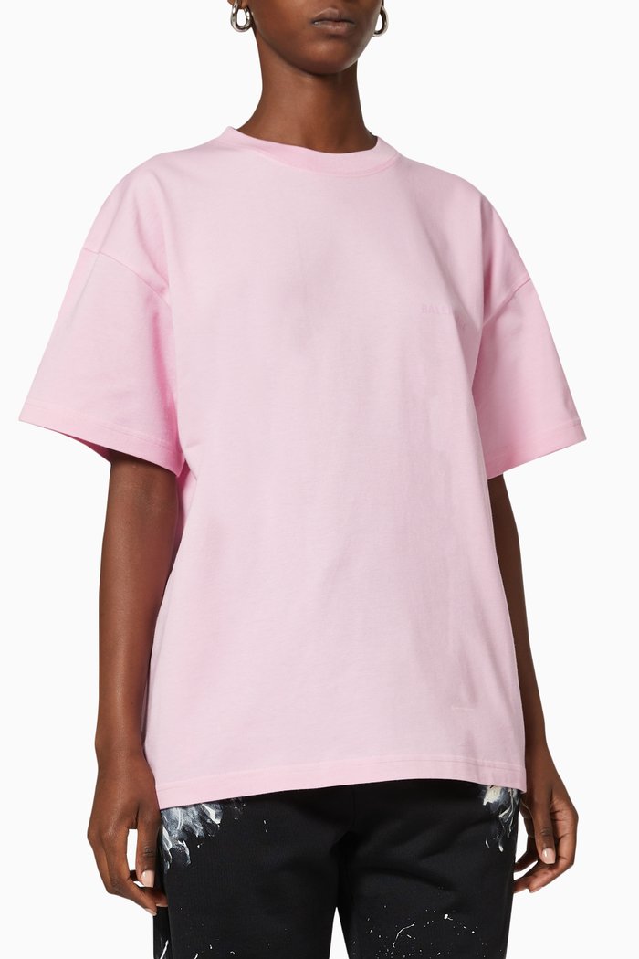 

Logo Medium Fit T-shirt in Cotton Jersey, Pink