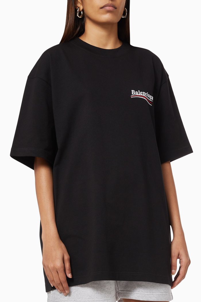 

Political Campaign Large Fit T-shirt in Vintage Jersey, Black