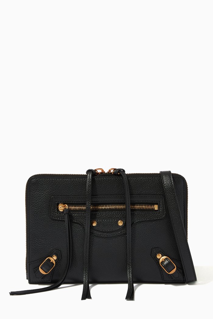 

Neo Classic Small Pouch with Strap in Leather, Black