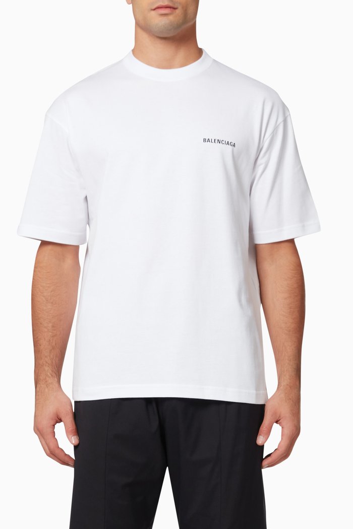 Logo Medium Fit T-shirt in Cotton Jersey, White