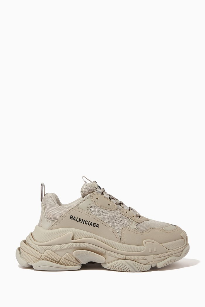 

Triple S Sneakers in Leather & Mesh, Neutral