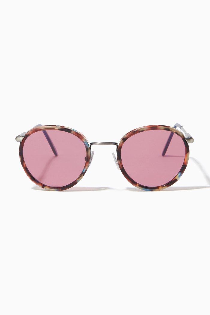 

Carlito Round Sunglasses in Acetate & Metal, Pink