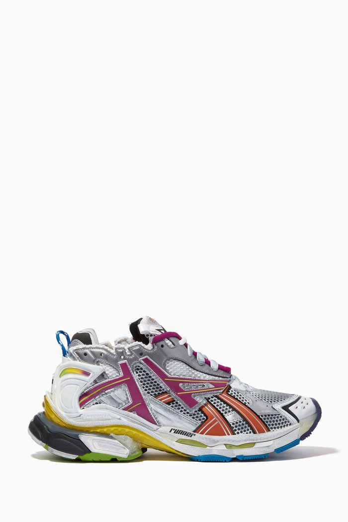 

Runner Sneakers in Mesh & Nylon, Grey