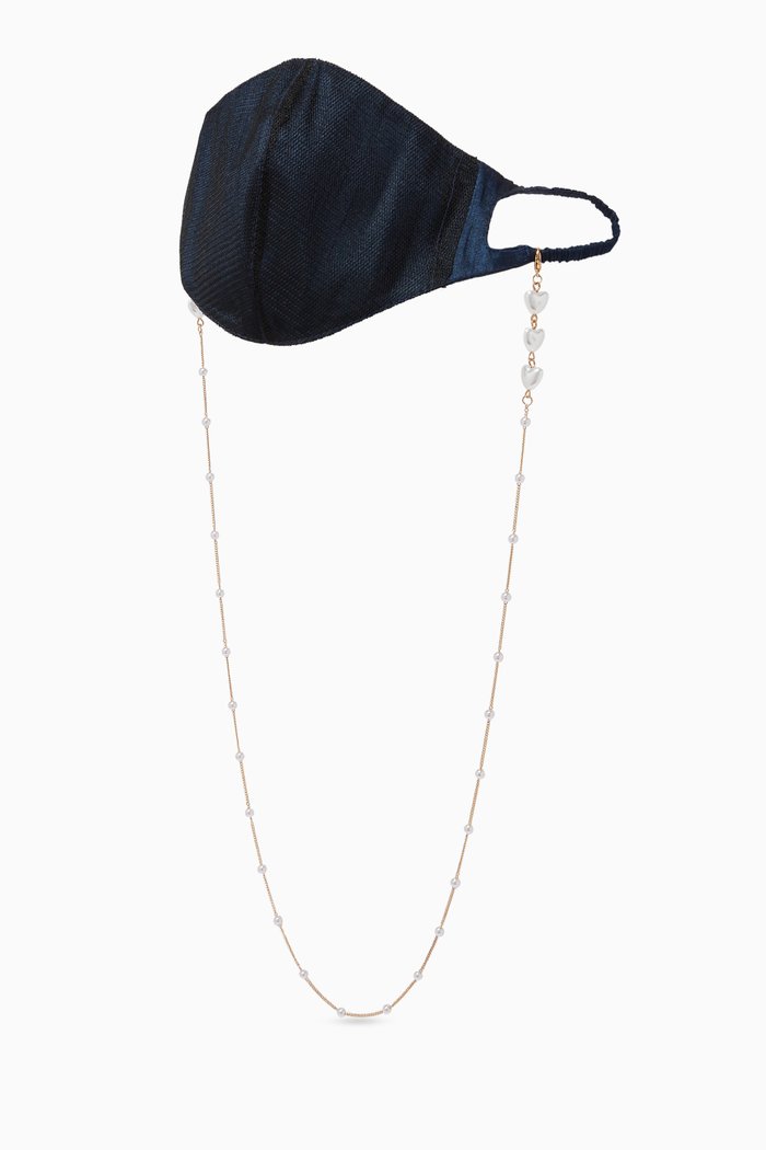 

Crystal Embellished Chain & Face Mask, Blue