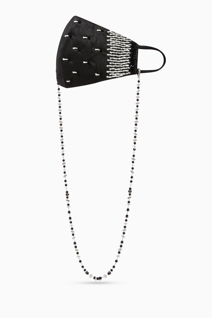 

Crystal Embellished Chain & Face Mask, Black