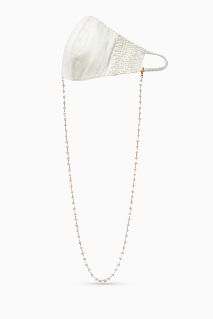 

Crystal Embellished Chain & Face Mask, White