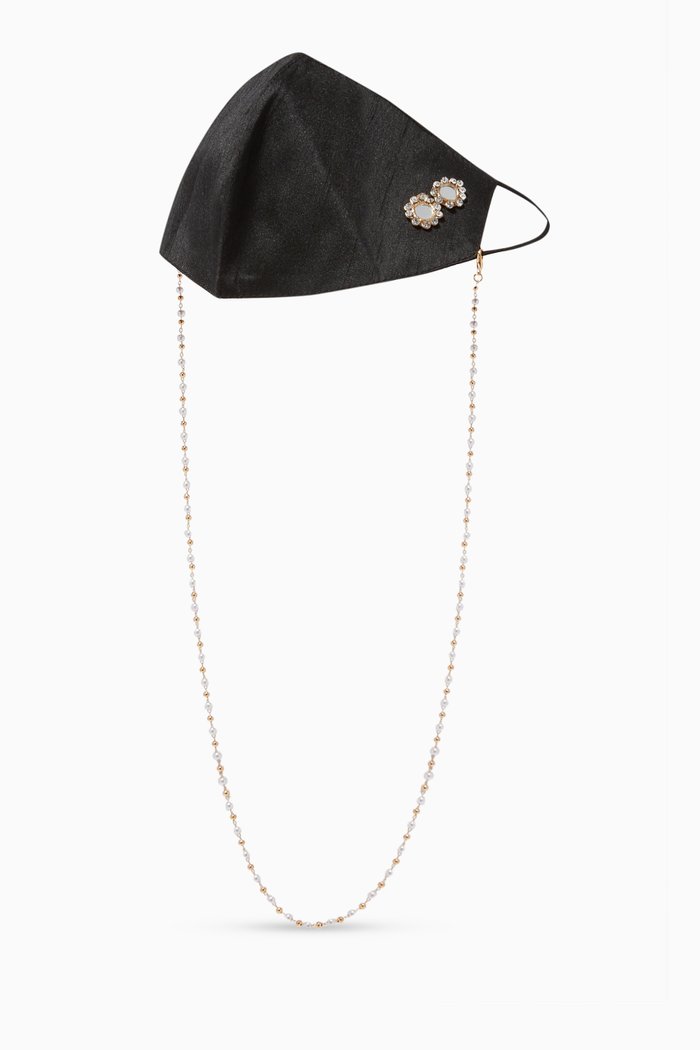 

Pearl Embellished Chain & Face Mask, Black