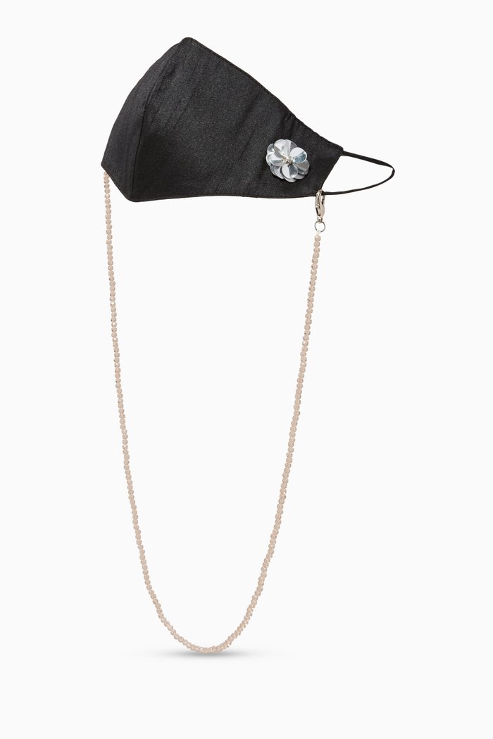 

Crystal Embellished Chain & Face Mask, Black