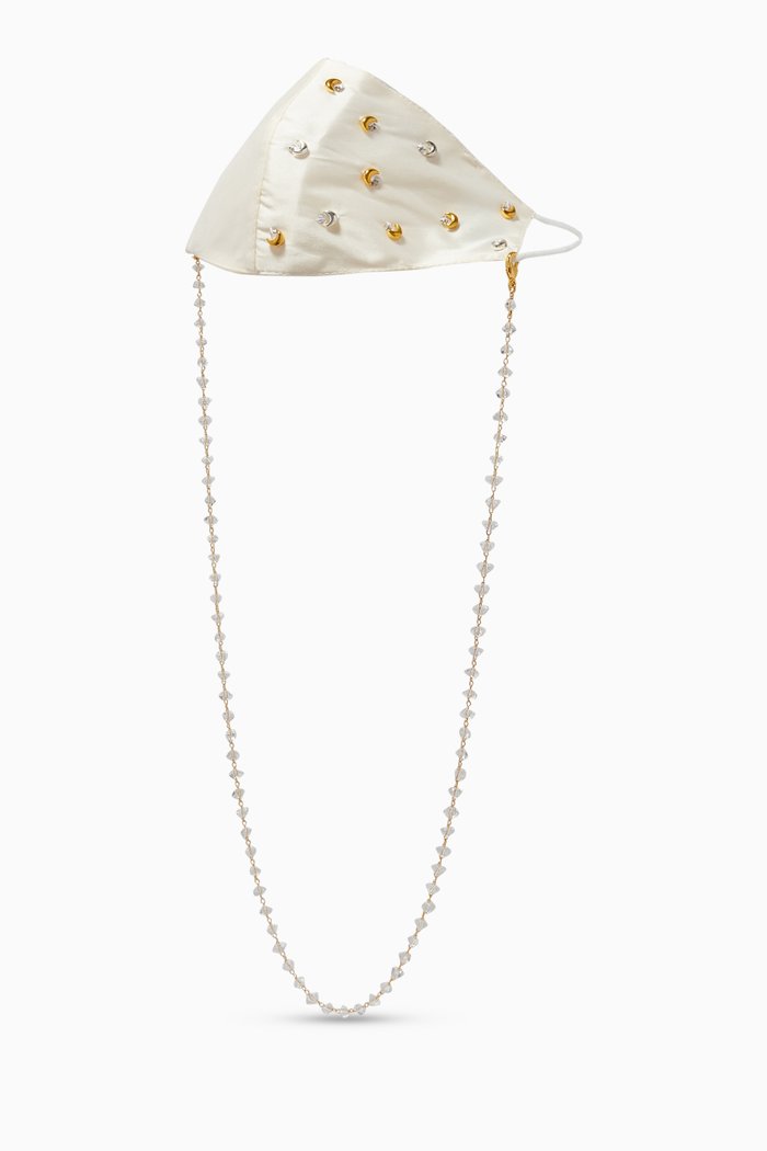 

Embellished Chain & Face Mask, White