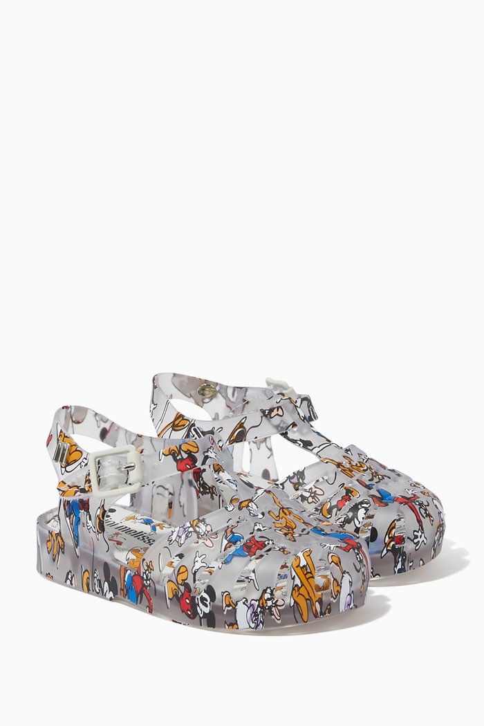 Disney Print Jelly Sandals, Grey