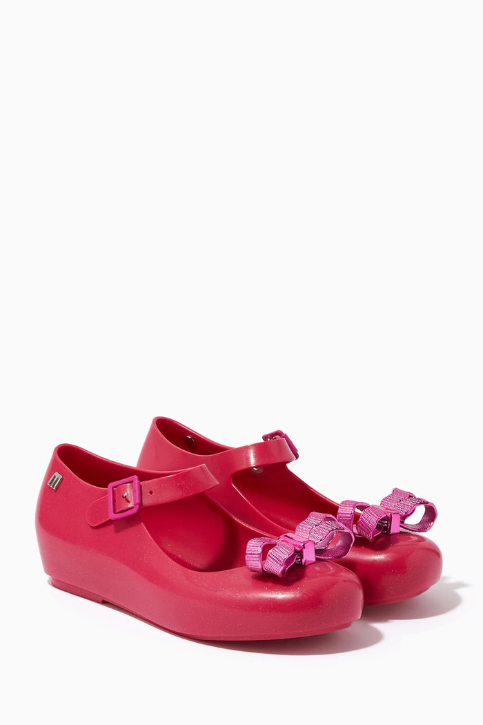 

Glossy Bow Ballerina Flats, Pink