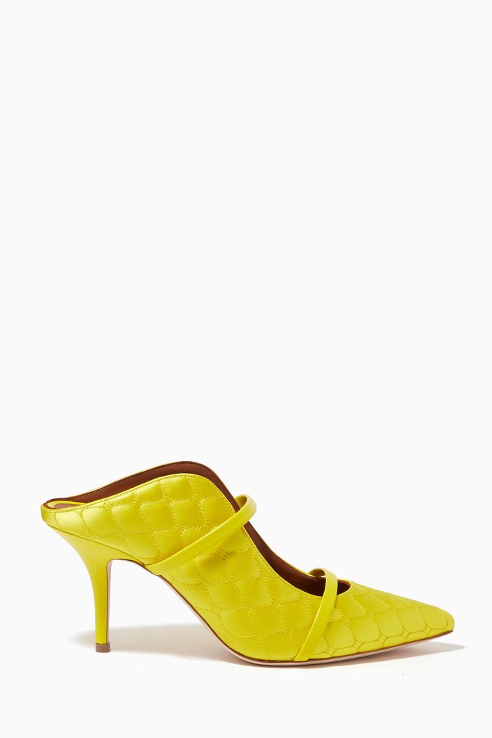

Maureen 70 Mules in Quilted Satin, Yellow