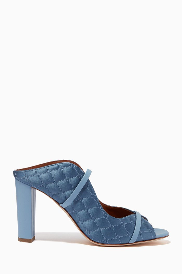 

Norah 85 Mules in Quilted Satin, Blue