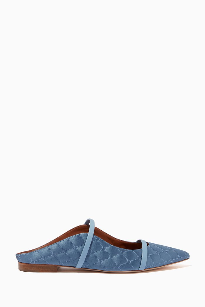 

Maureen Flats in Quilted Satin, Blue