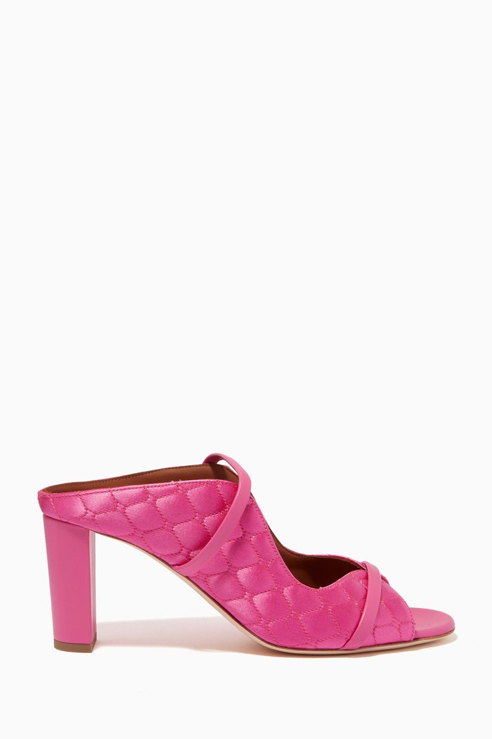 

Norah 70 Mules in Quilted Satin, Pink