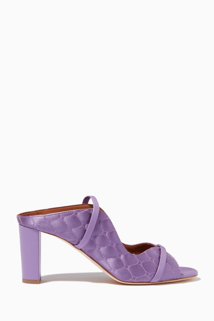 

Norah 70 Mules in Quilted Satin, Purple
