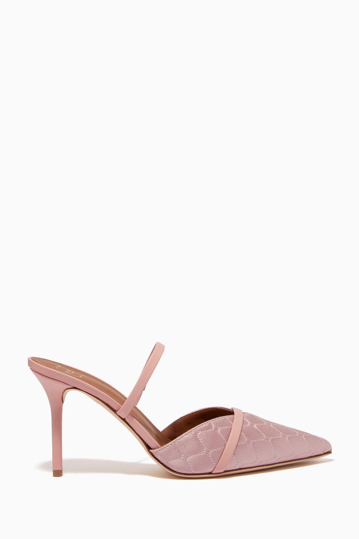 

Frankie 85 Mules in Quilted Satin, Pink