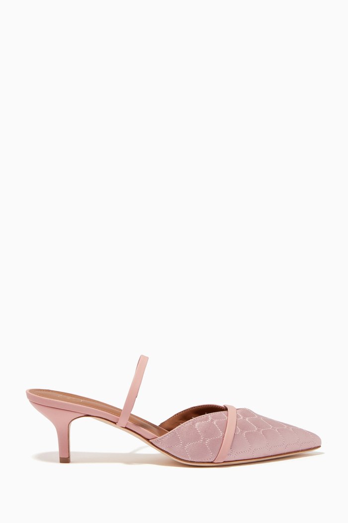

Frankie 45 Mules in Quilted Satin, Pink