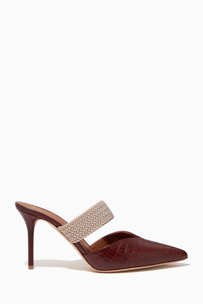 

Maisie 85 Mules in Croc-embossed Leather, Brown