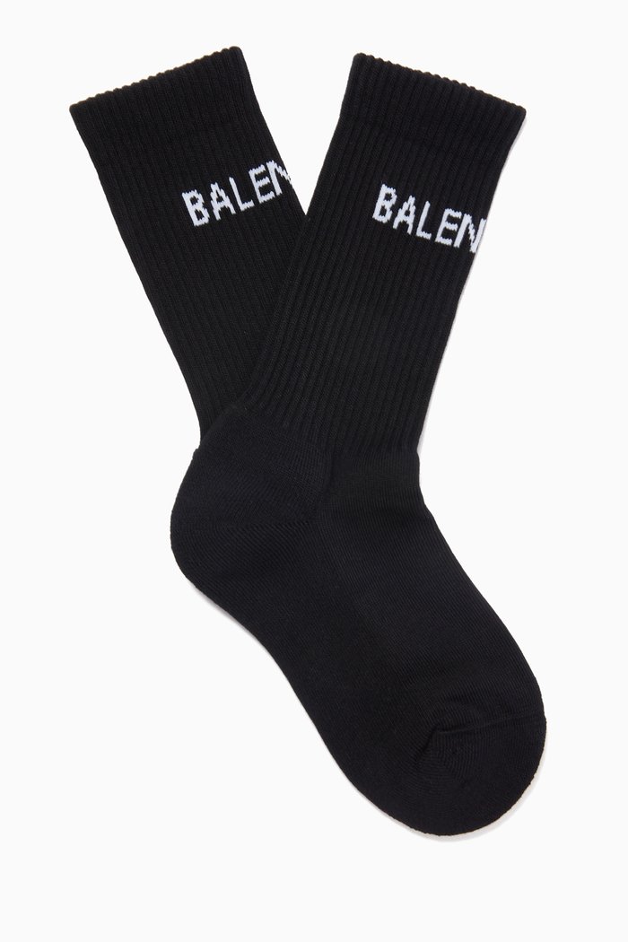 

Logo Tennis Socks in Sponge Knit, Black