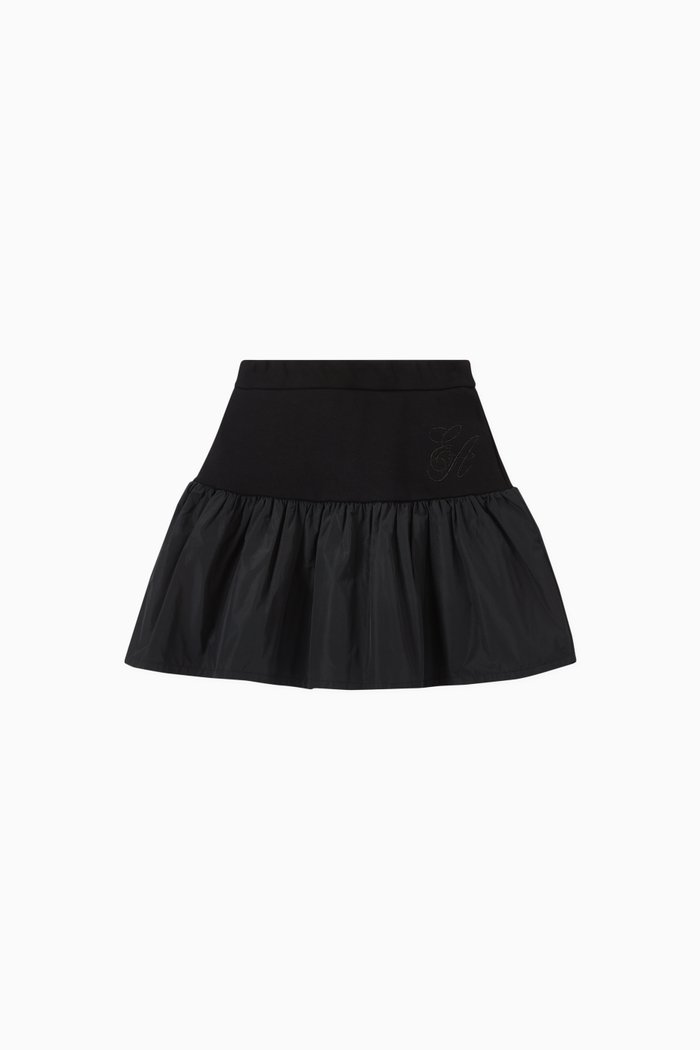 

Mini Skirt in French Terry & Cotton Poplin, Black