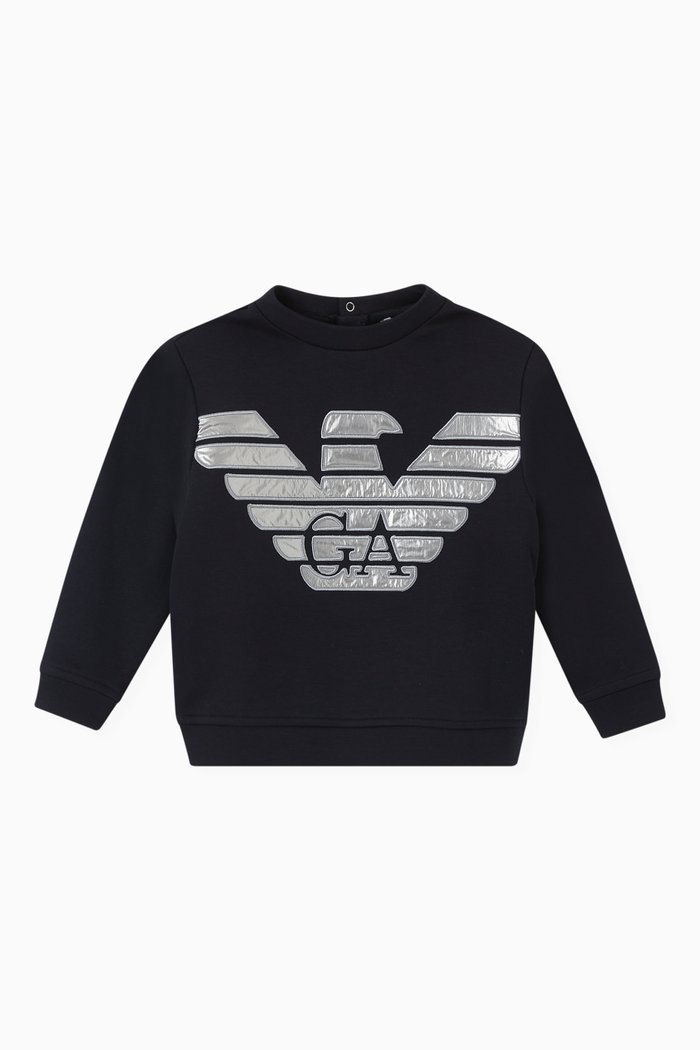 

Macro Eagle Embroidered Metallic Sweatshirt, Blue