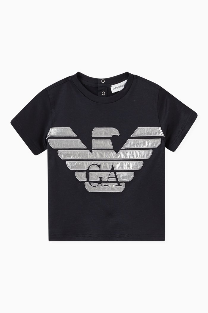 

Metallic EA Eagle T-shirt in Cotton Jersey, Blue