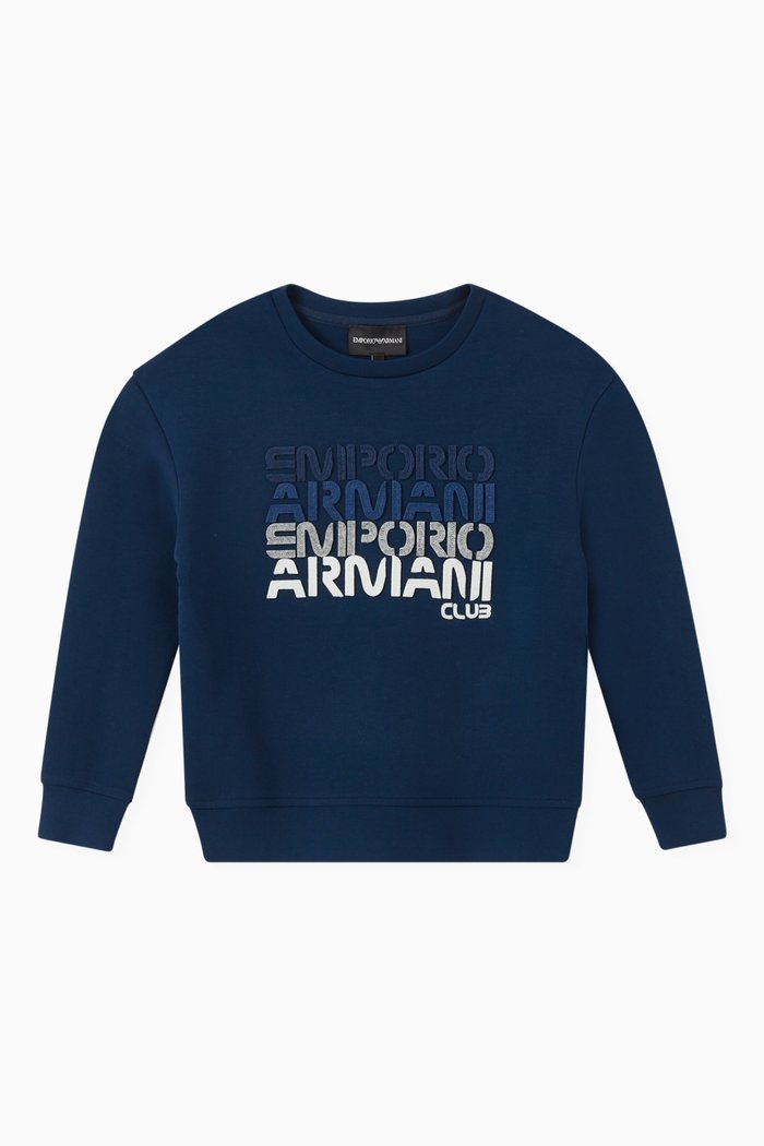 Repeat Logo Embroidered Sweatshirt, Blue