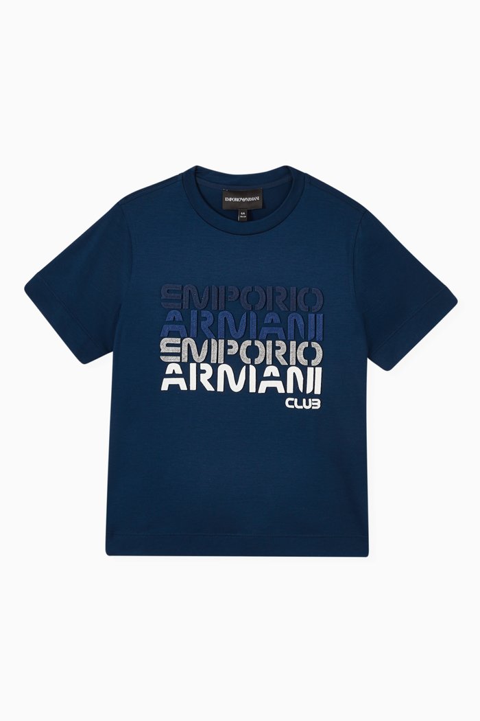 

EA Logo Text T-shirt in Cotton Jersey, Blue
