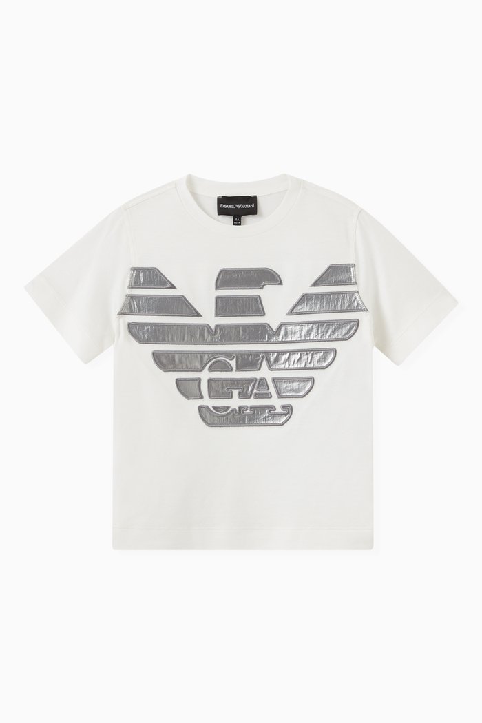 Reflective Eagle Logo T-shirt in Cotton, Neutral